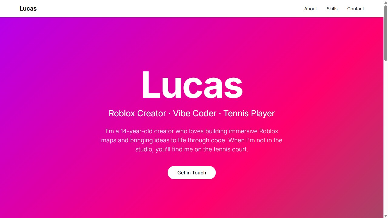 Lucas portfolio site preview