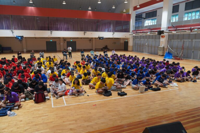 Sec 1 students at Jurong Secondary School gathered in the hall for competition voting