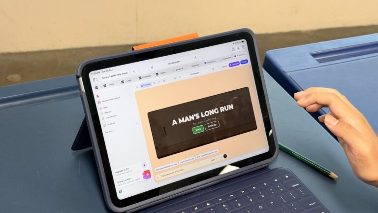 A student game title screen made with AI
