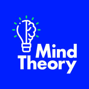 Blue background with white "Mind Theory" logo and lightbulb icon