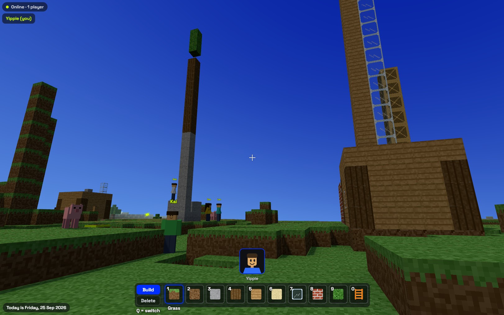 Towers built by players in MT SandBox, with NPCs Kai, Sam, Zoe and Leo Towers built by players in MT SandBox, with NPCs Kai, Sam, Zoe and Leo