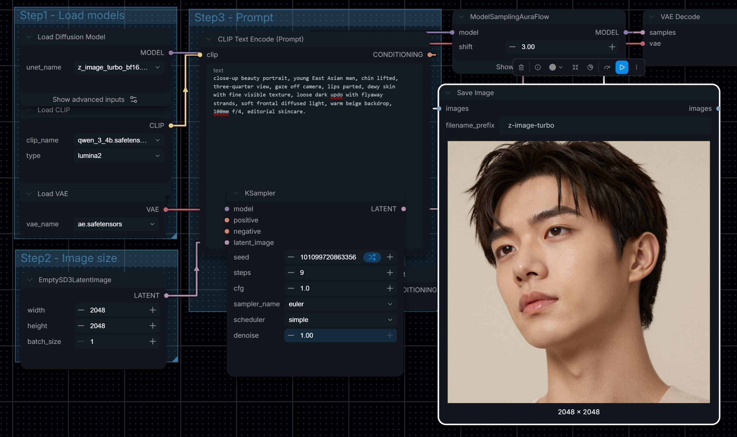 Z-Image Turbo male portrait in ComfyUI Z-Image Turbo male portrait in ComfyUI